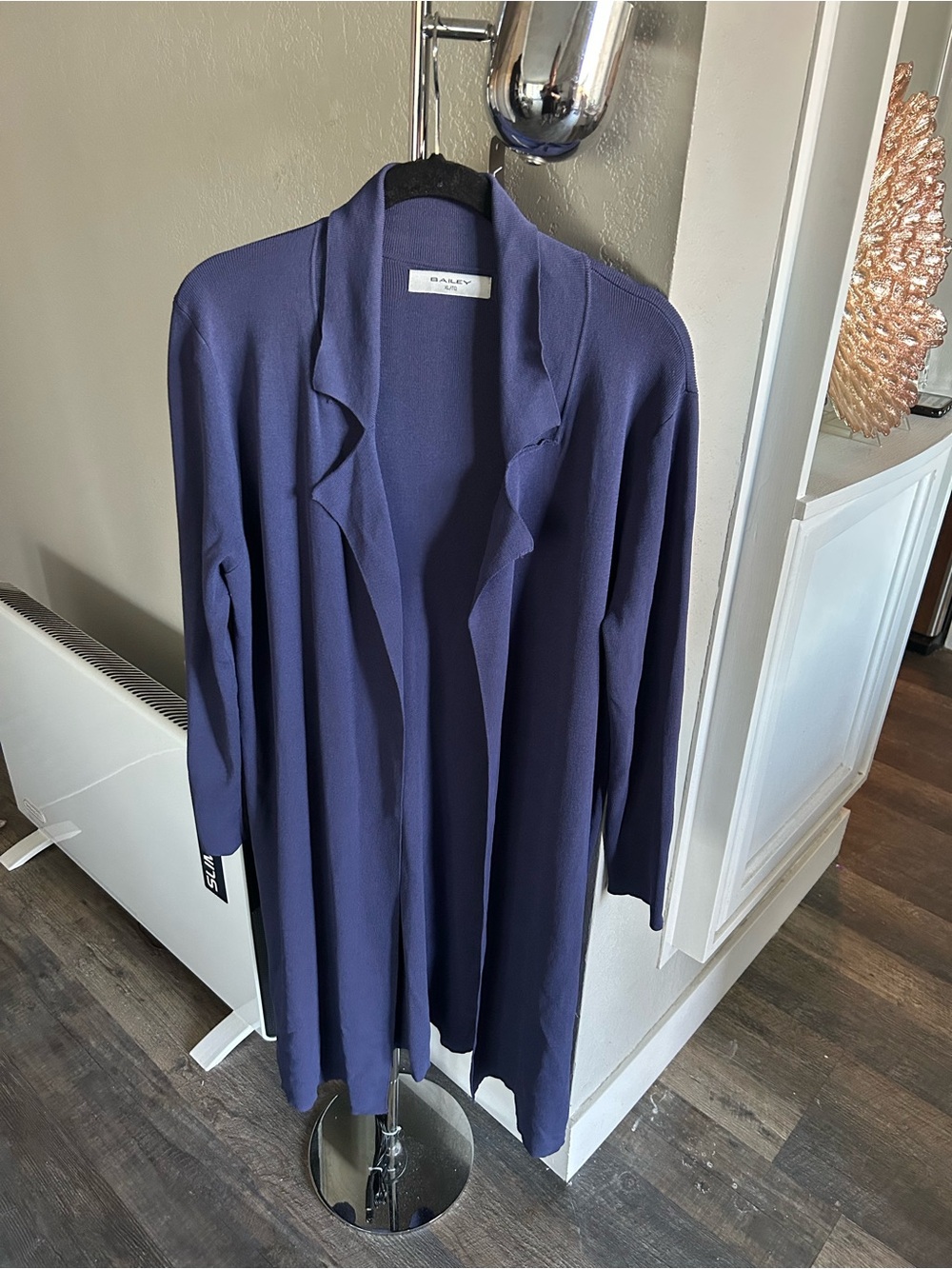 Ballet Open-Front Long Cardigan — Deep Indigo